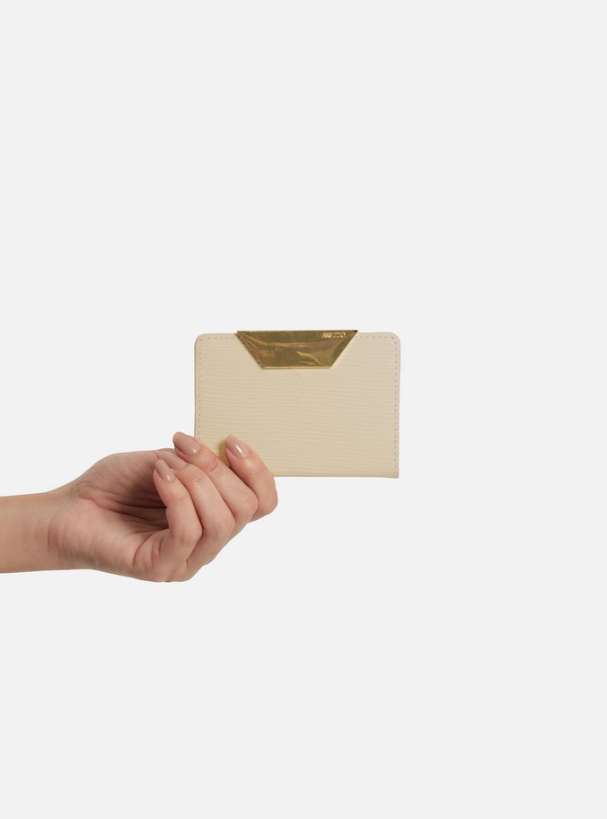Porta-Cartões Off White Couro Wave Pequeno Metal