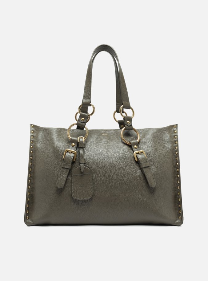 Bolsa Shopping Cinza Couro Cora Grande