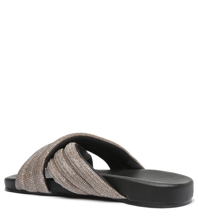 Rasteira Marrom Tecido Slide Home