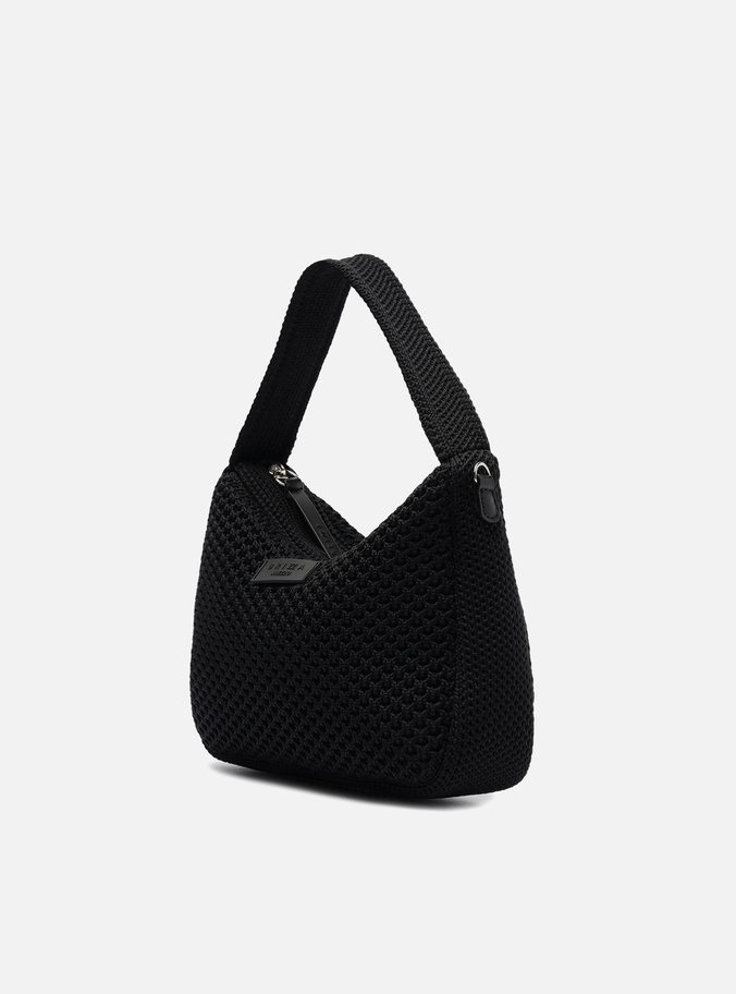 Clutch Preta Pequena Multimaterial Brizza