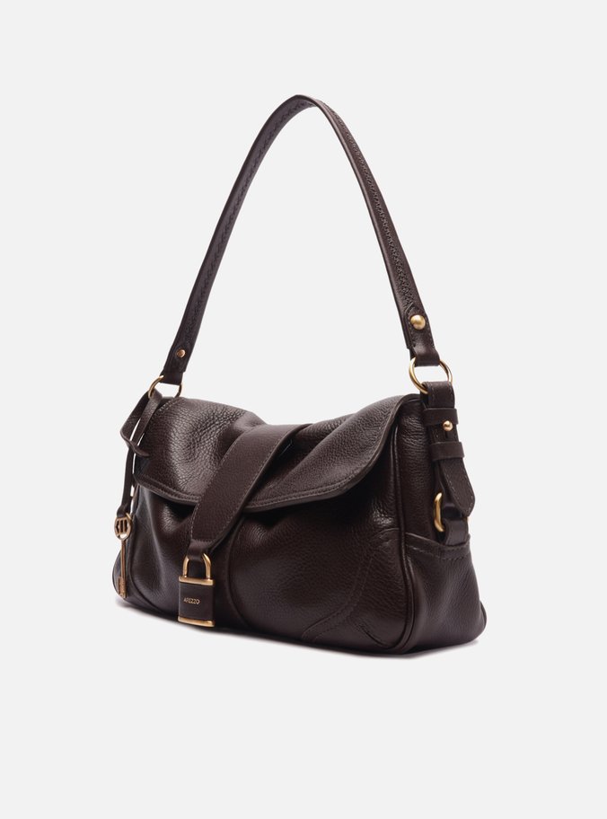 Bolsa Tiracolo Marrom Couro Média Cadeado