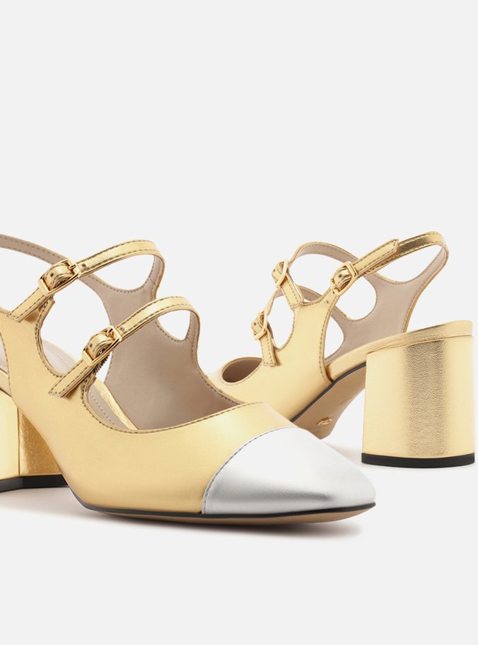 Sapato Boneca Metalizado Verniz Tiras Cap Toe