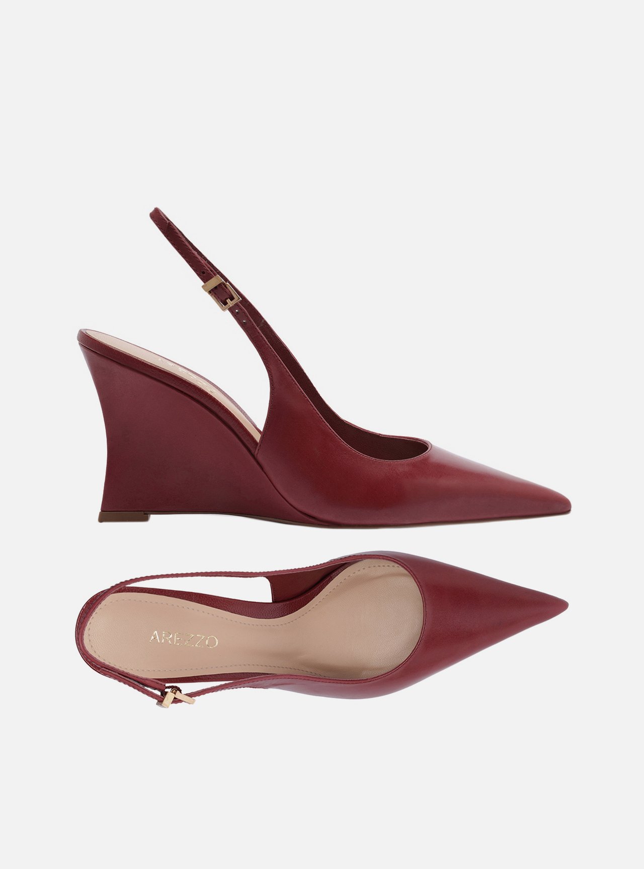 Scarpin Bordô Couro Salto Alto Anabela Slingback — foto 5