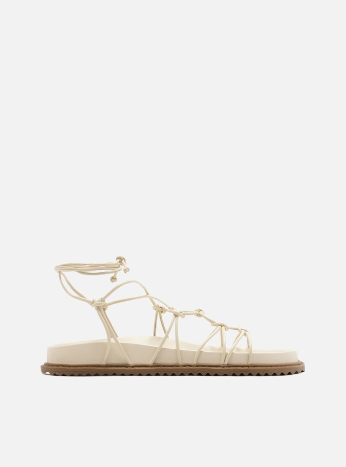 Sandália Rasteira Nude Amarração Nós