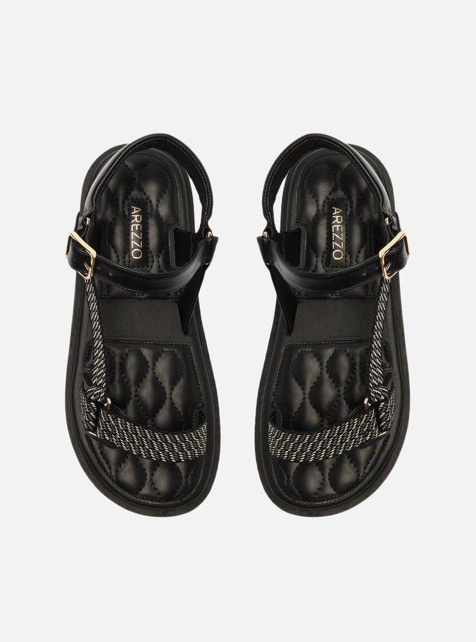 Sandália Papete Preta Flatform Gorgurão