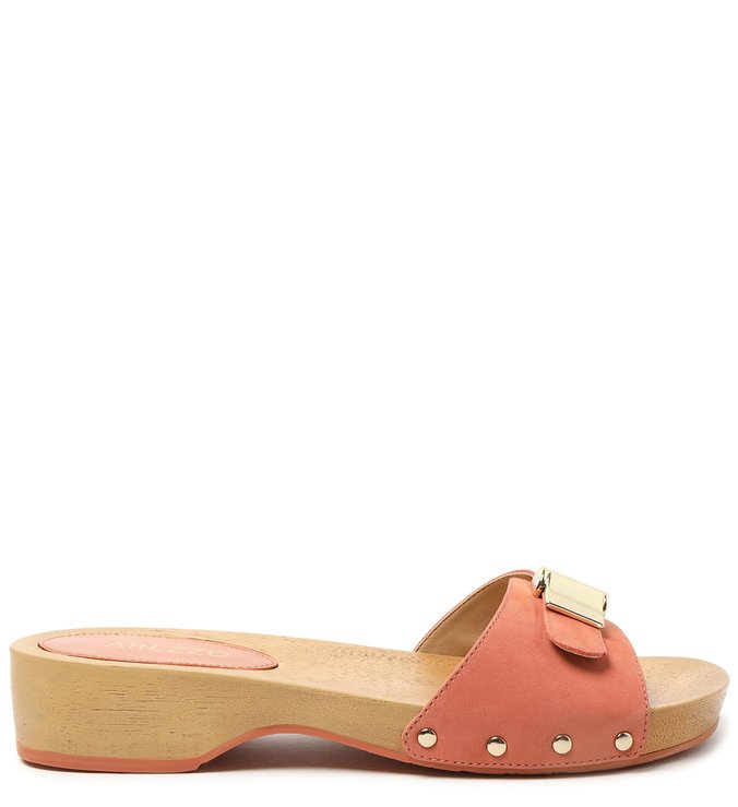 Sandália Marrom Couro Clog Salto Flatform