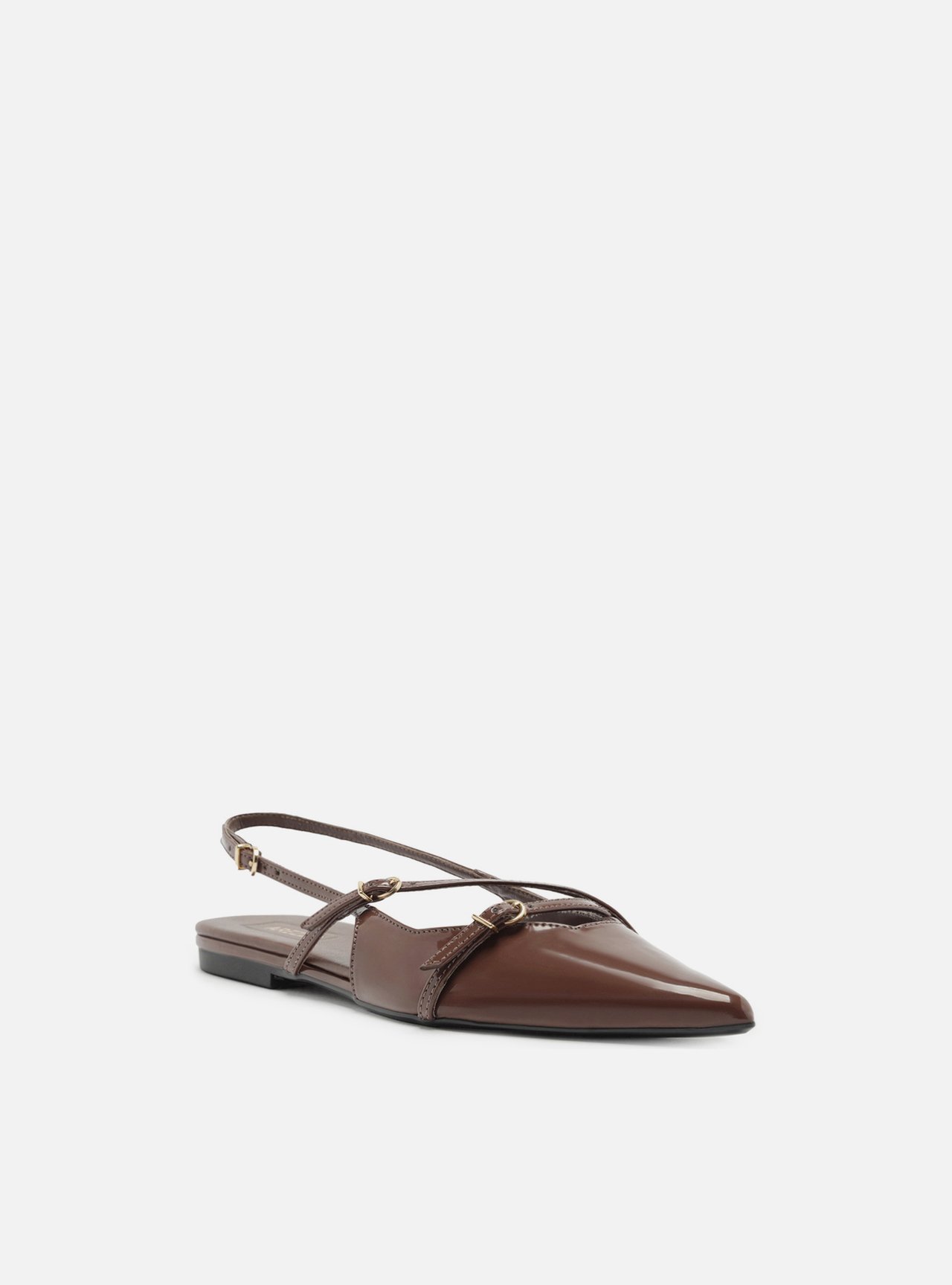 Sapatilha Marrom Verniz Slingback Tiras Fivelas — foto 2