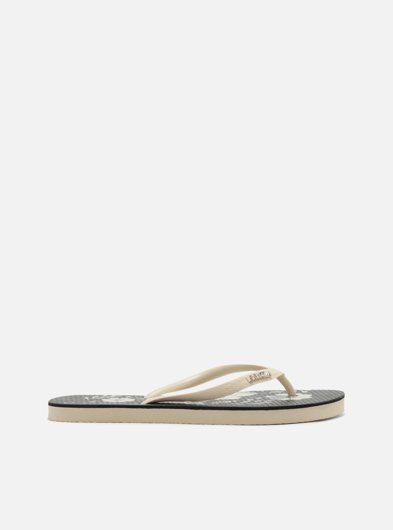 Chinelo de Dedo Preto Estampa Flores — foto 1