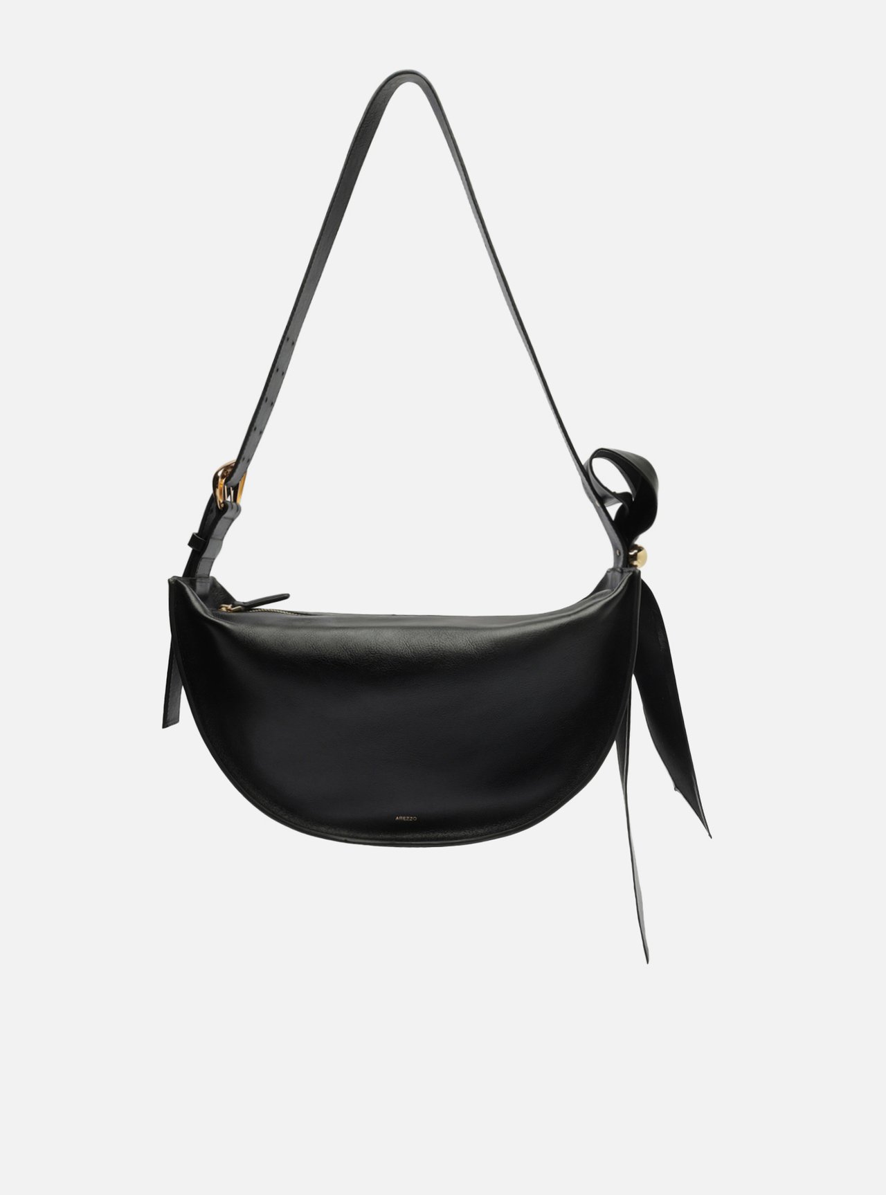 Bolsa Tiracolo Preta Couro Grande Laço Metal | Arezzo