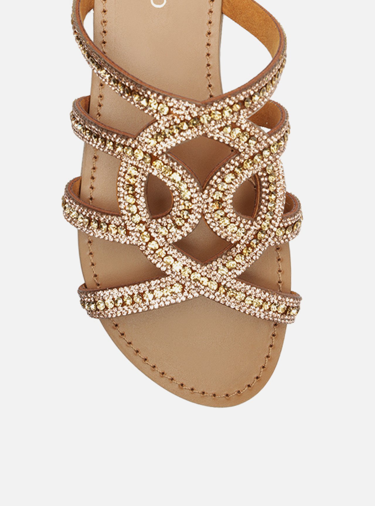 Sandália Rasteira Marrom Strass — foto 5