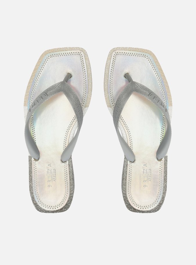 Chinelo de Dedo Prata Glitter Square Brizza