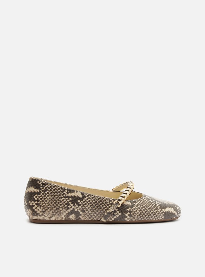 Sapatilha Cinza Snake Tira Metal