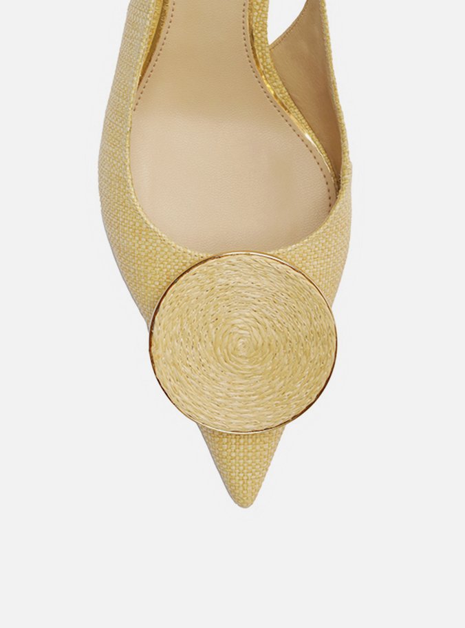 Scarpin Bege Ráfia Slingback Circle