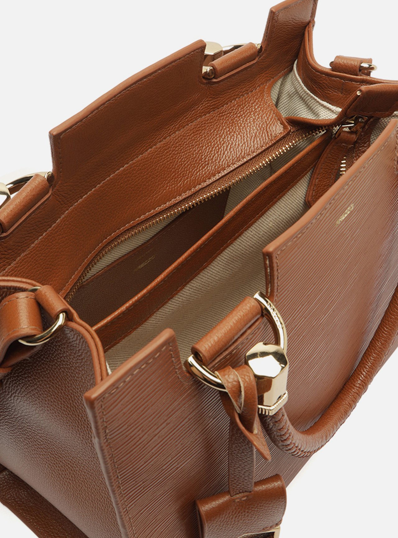 Bolsa Tote Caramelo Couro Abraccio Grande — foto 4