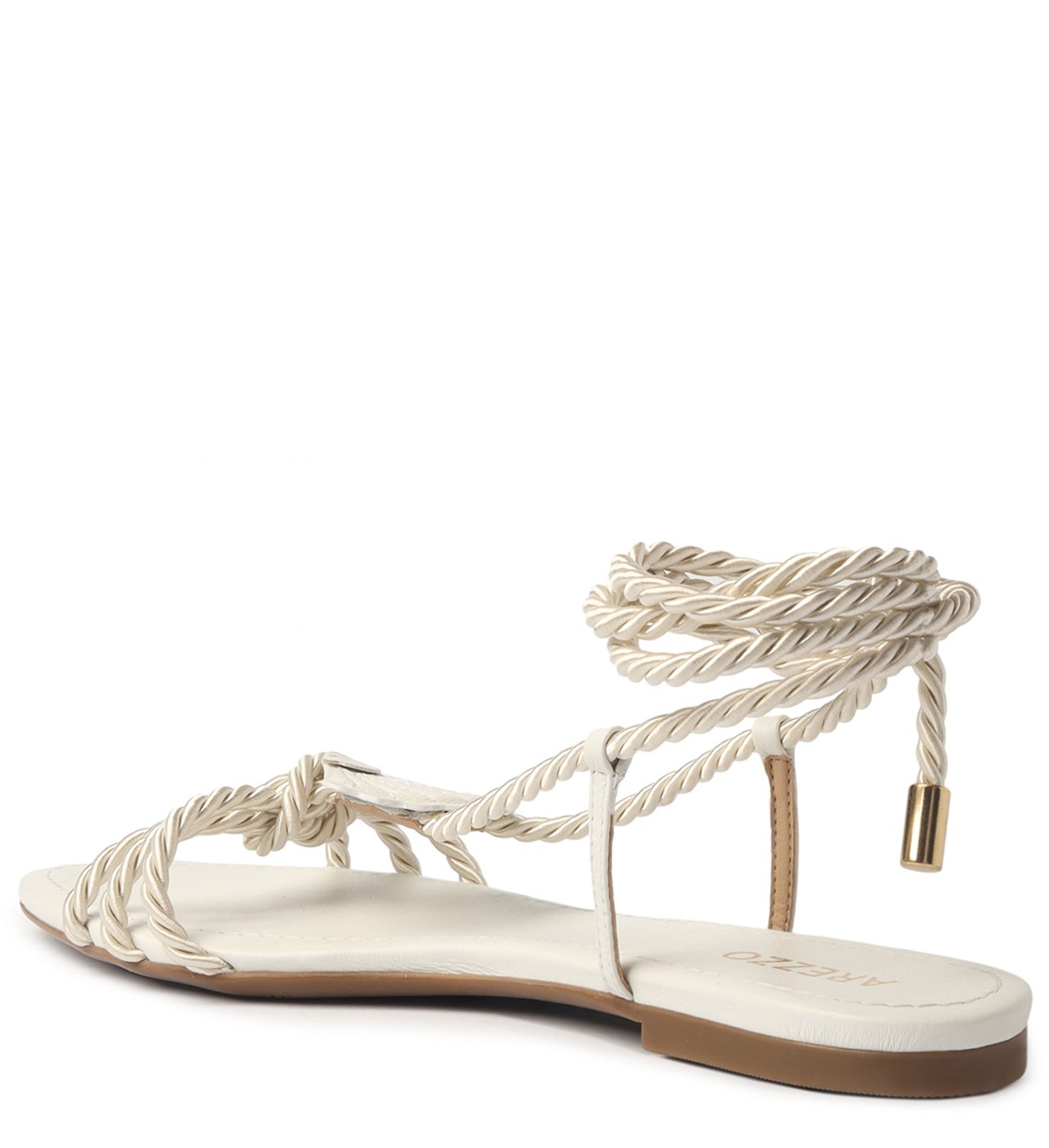 Sandália Rasteira Branca Amarração Alana | Arezzo – Arezzo Dourados