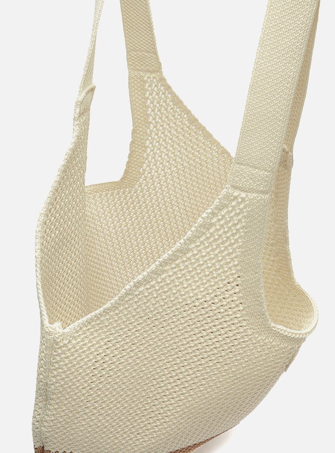 Bolsa Shopping Off-White Colorida Crochê Grande