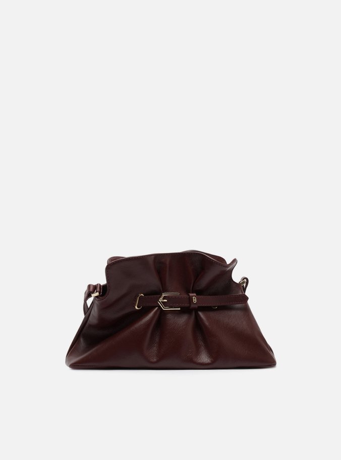 Bolsa Tiracolo Bordô Couro Média Tira Fivela