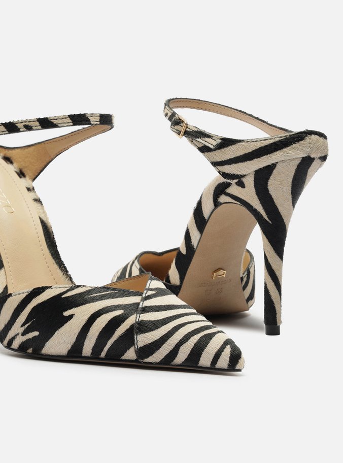 Mule Animal Print Salto Alto Tira Instep