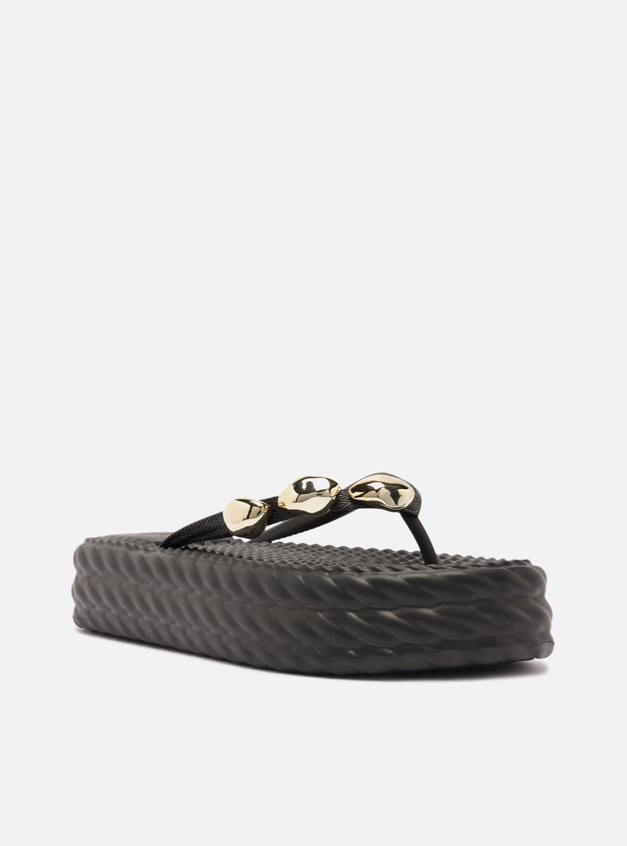 Sandália Preta Flatform Marrocos Flip Flop Metal — foto 2