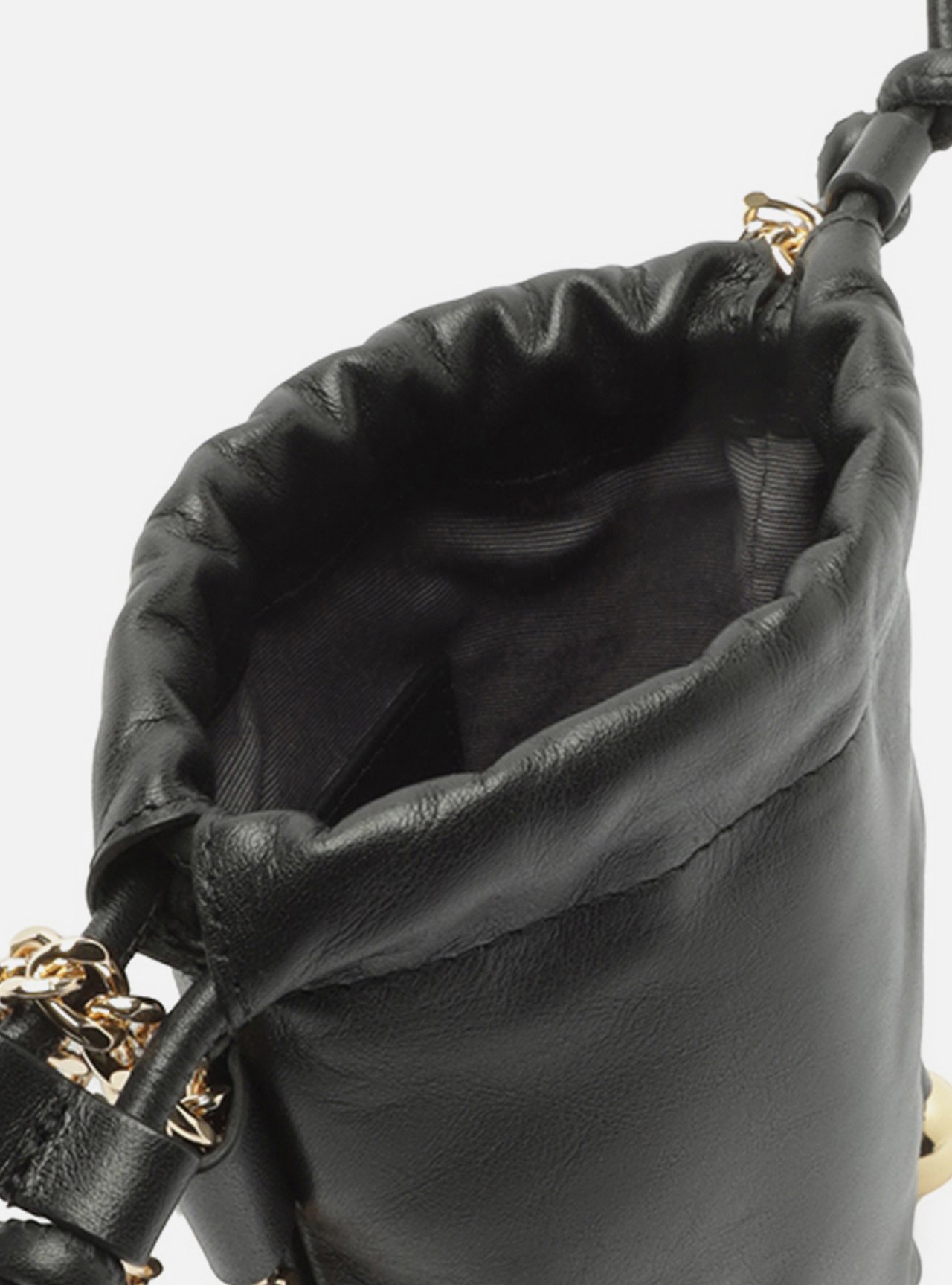 Mini Bag Preta Couro Porta-Celular Corrente Esferas — foto 4