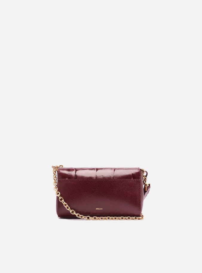 Bolsa Tiracolo Vinho Couro Maxi Croco Pequena