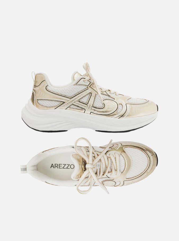 Tênis Branco Amarração Esporte Dourado