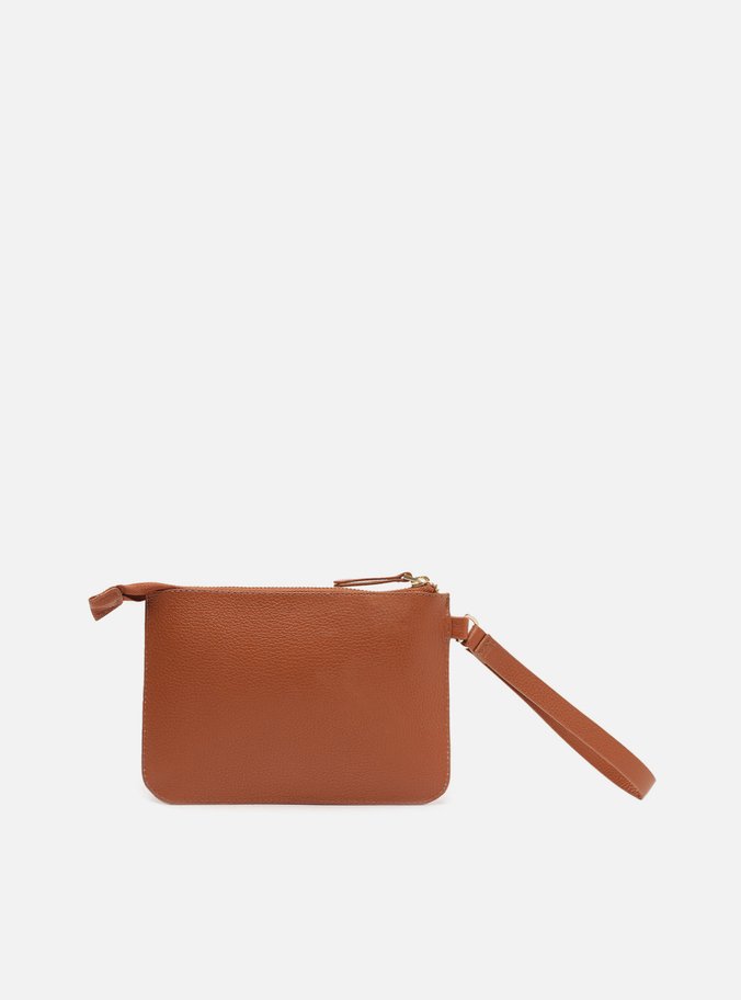 Pouch Marrom Couro Pequeno Alça