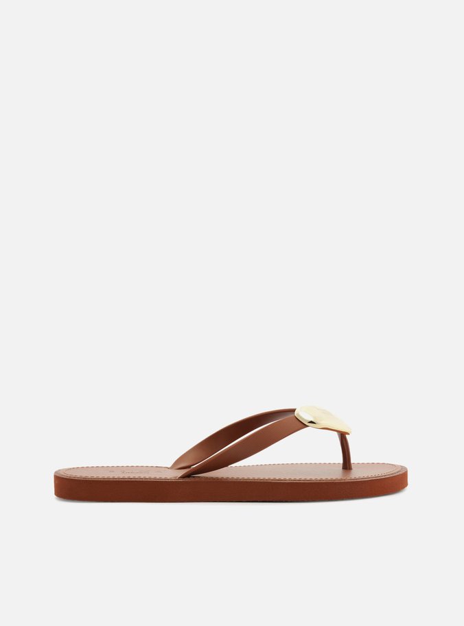 Chinelo Minimal Marrom Bico Redondo Brizza