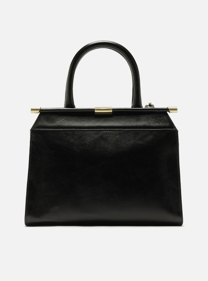 Bolsa Tote Preta Couro Grande Rolotê