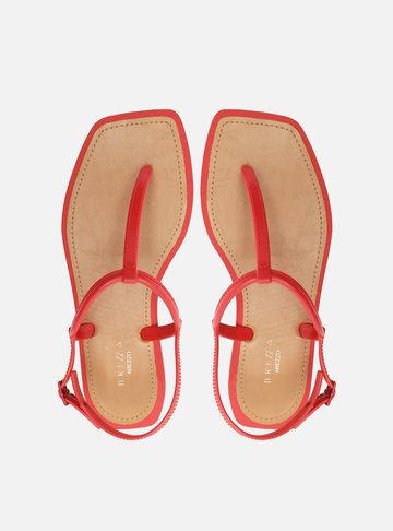Sandália Rasteira Vermelha Slim Square Brizza