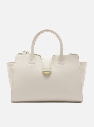 Bolsa Tote Off-White Couro Grande Lapela Metal