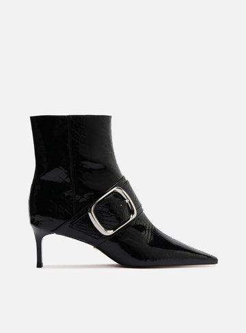 Bota Preta Snake Salto Fino Fivela