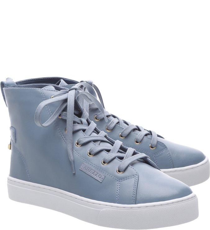 Tênis Cano Alto Couro Retro Blue