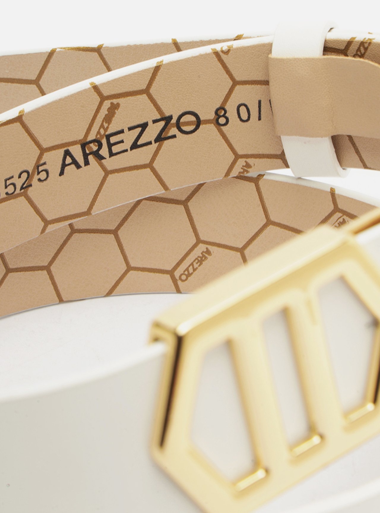 Cinto Branco Couro Médio Fivela Hexagonal — foto 5