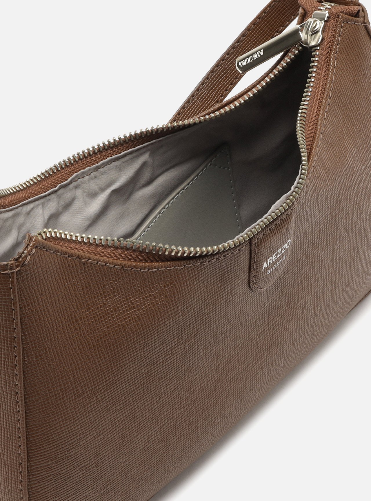 Bolsa Tiracolo Marrom Pequena Granulada — foto 4