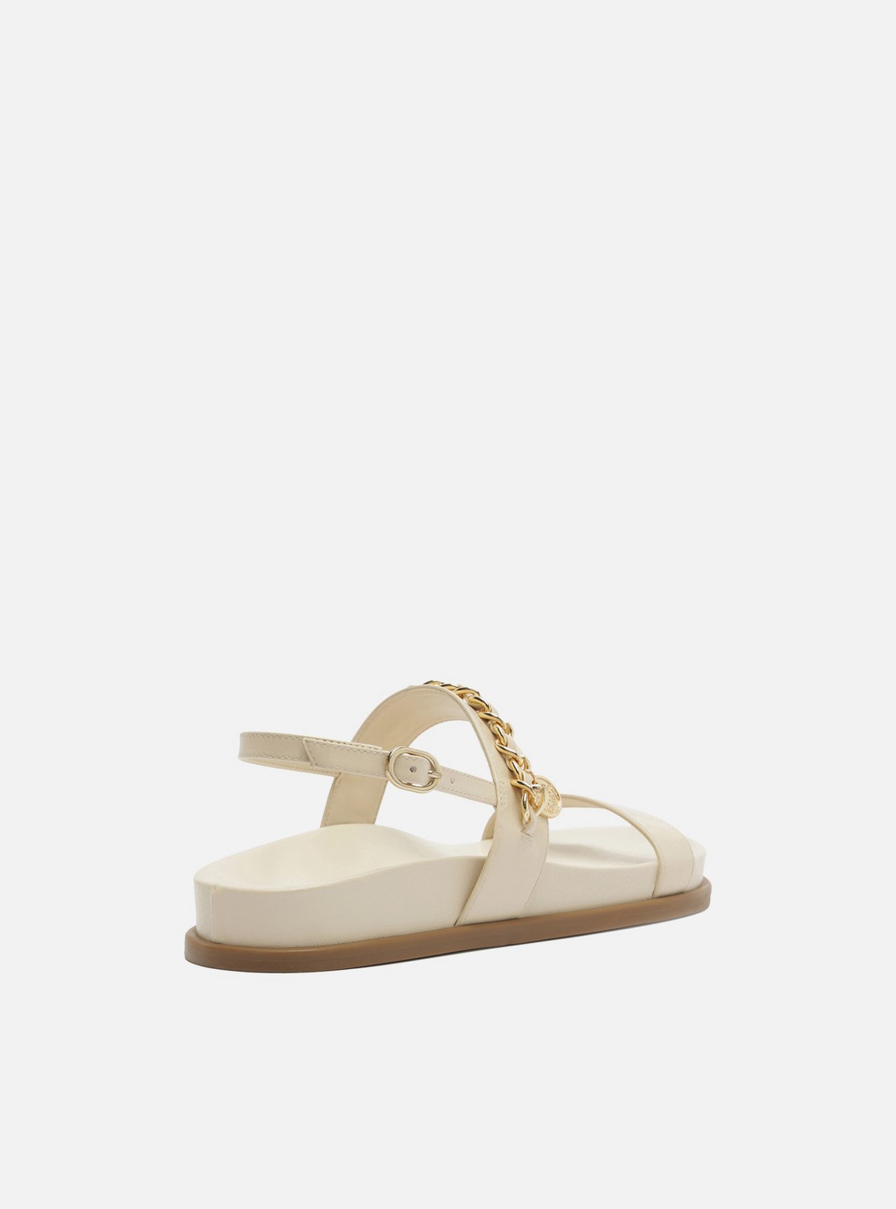 Sandália Papete Off White Couro Corrente Charm — foto 3