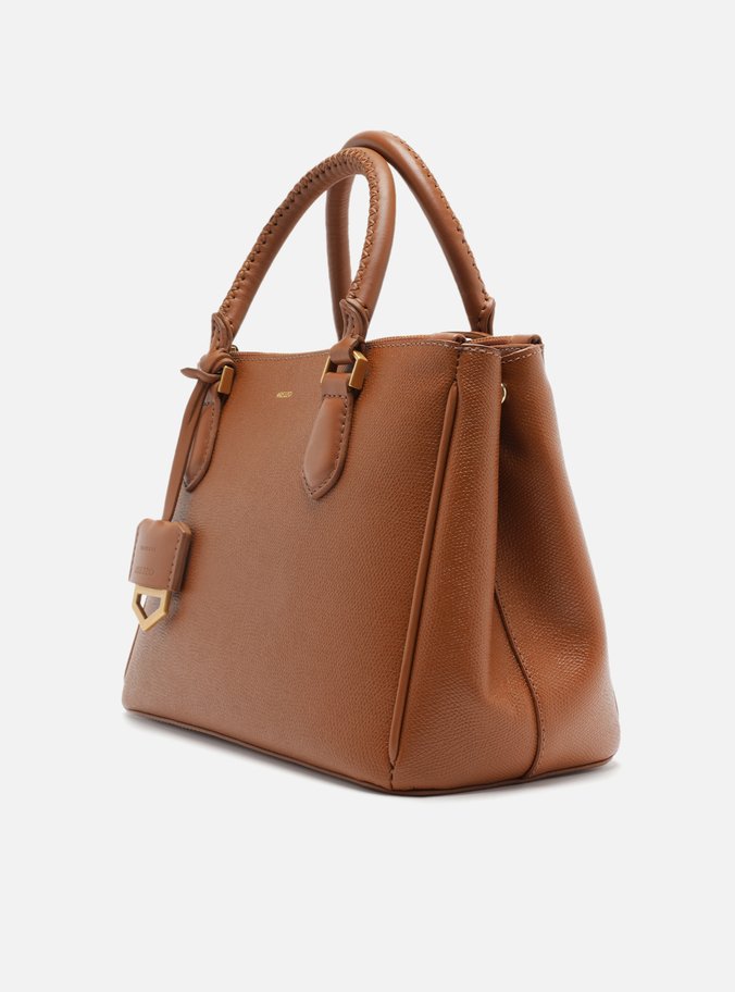 Tote Marrom Couro Grande Bag Charm Metal