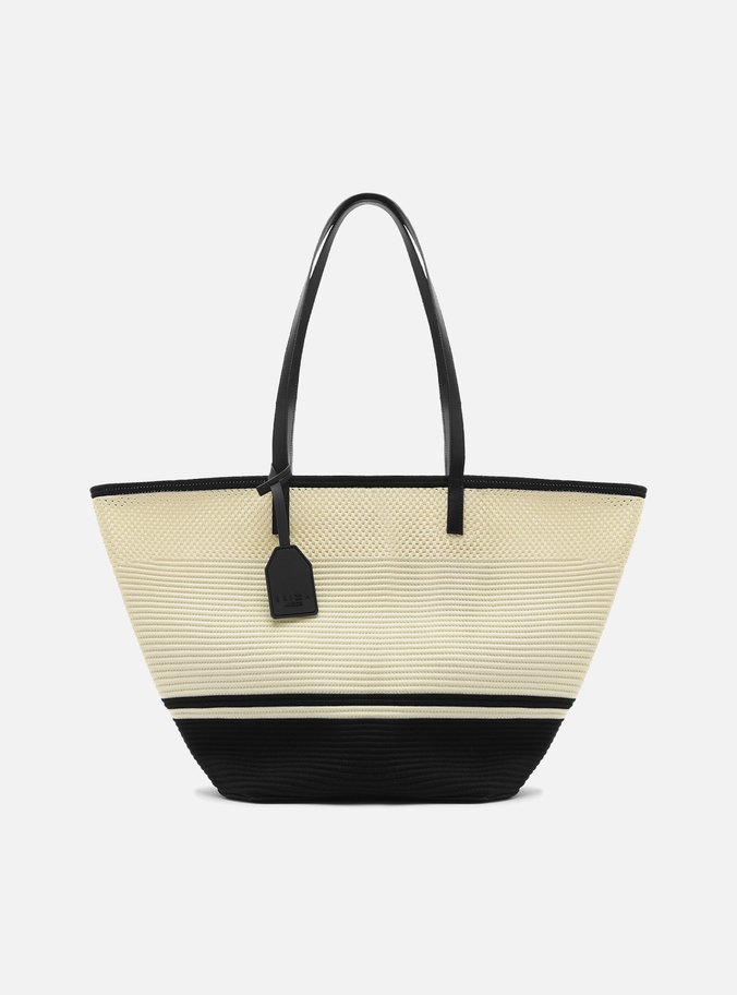 Bolsa Shopping Branca Crochê Lena Grande Preta