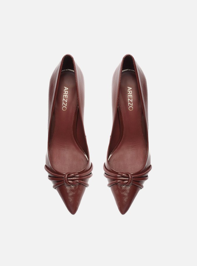 Scarpin Vermelho Verniz Salto Fino Tiras