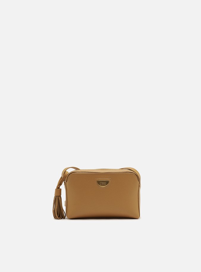 Bolsa Tiracolo Marrom Granulada Franja