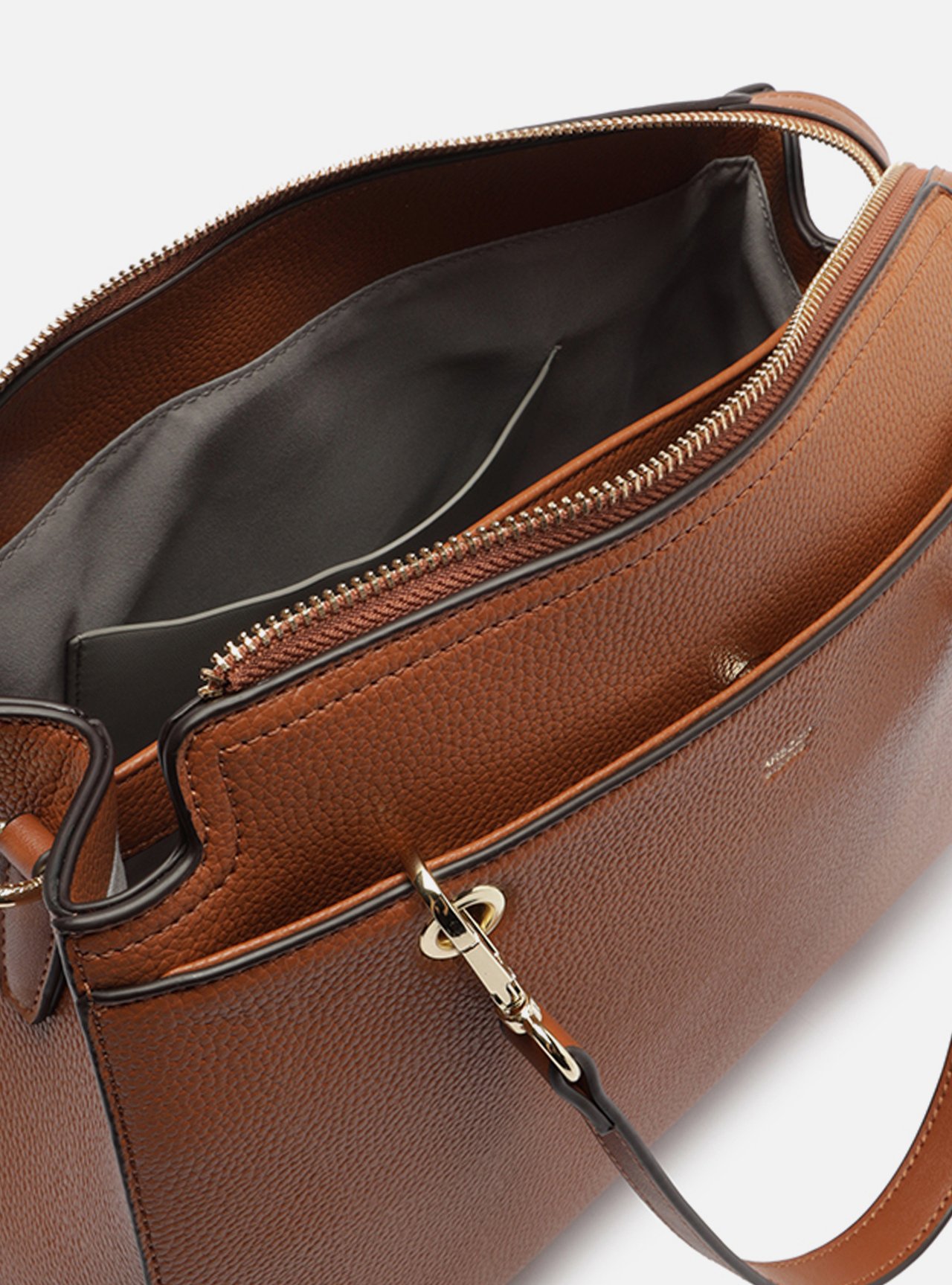 Bolsa Tote Marrom Média Alças Metais — foto 4