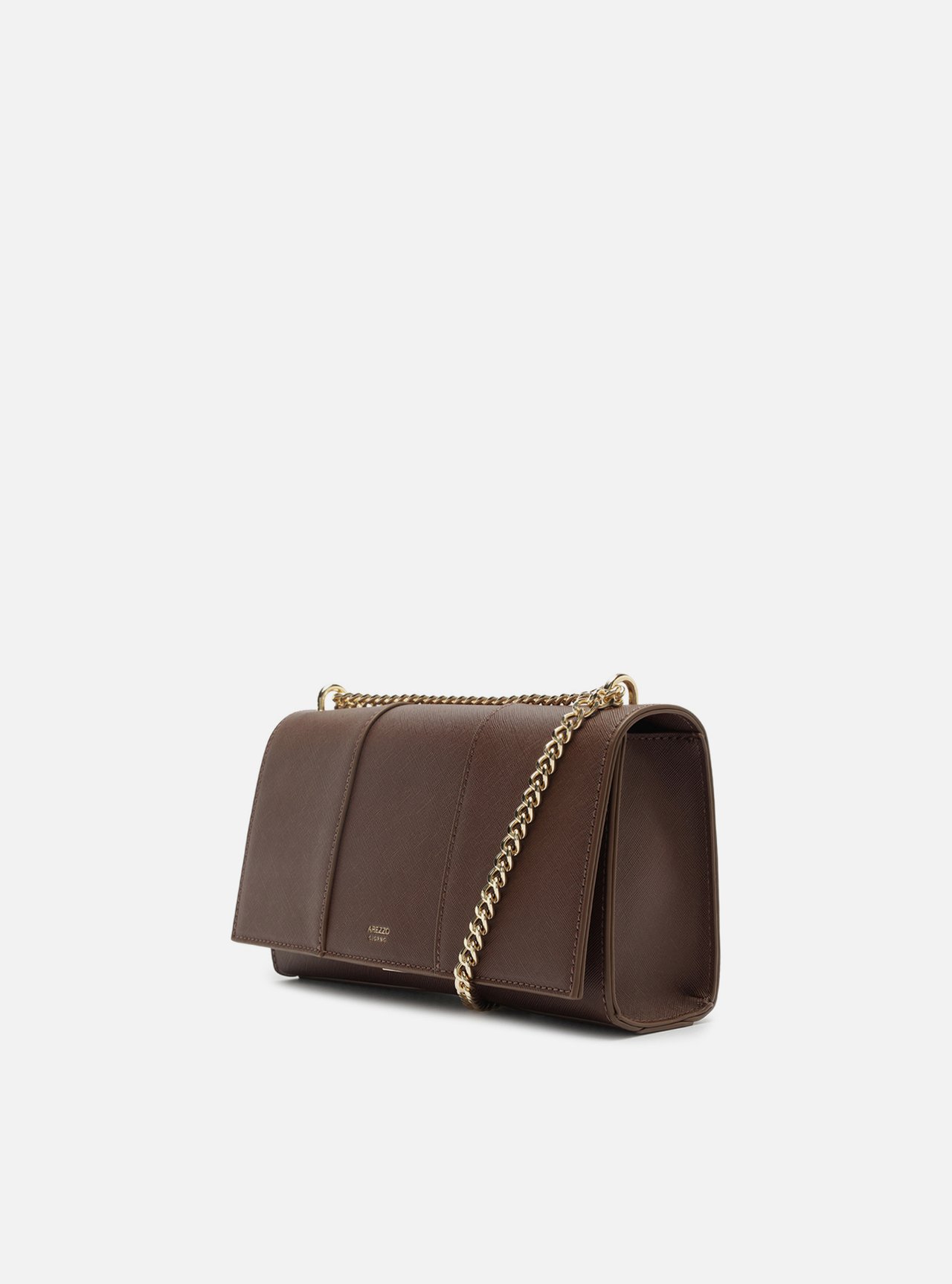 Bolsa Tiracolo Marrom Média Fecho Dourado Corrente — foto 2