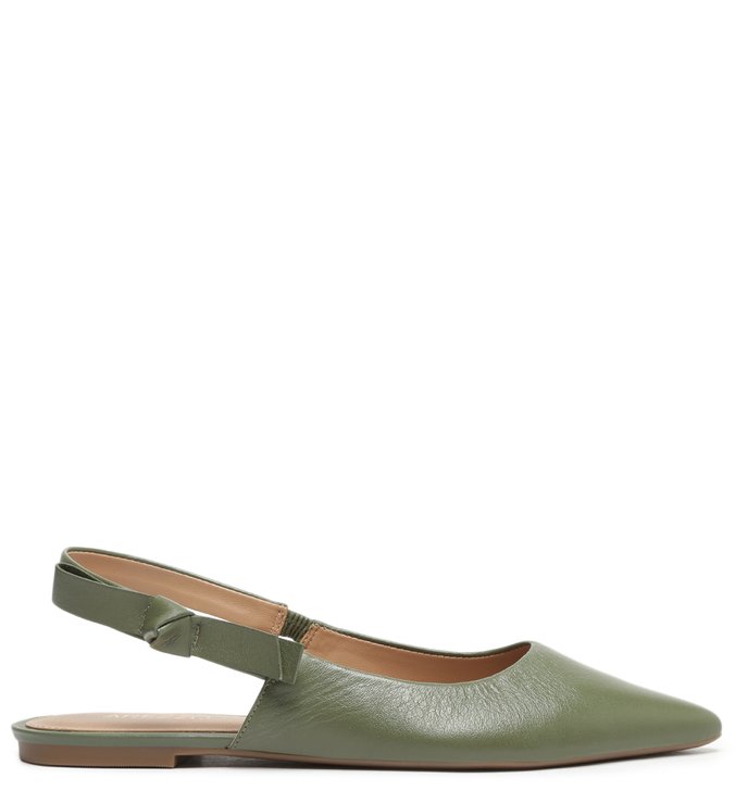 Sapatilha Verde Couro Slingback