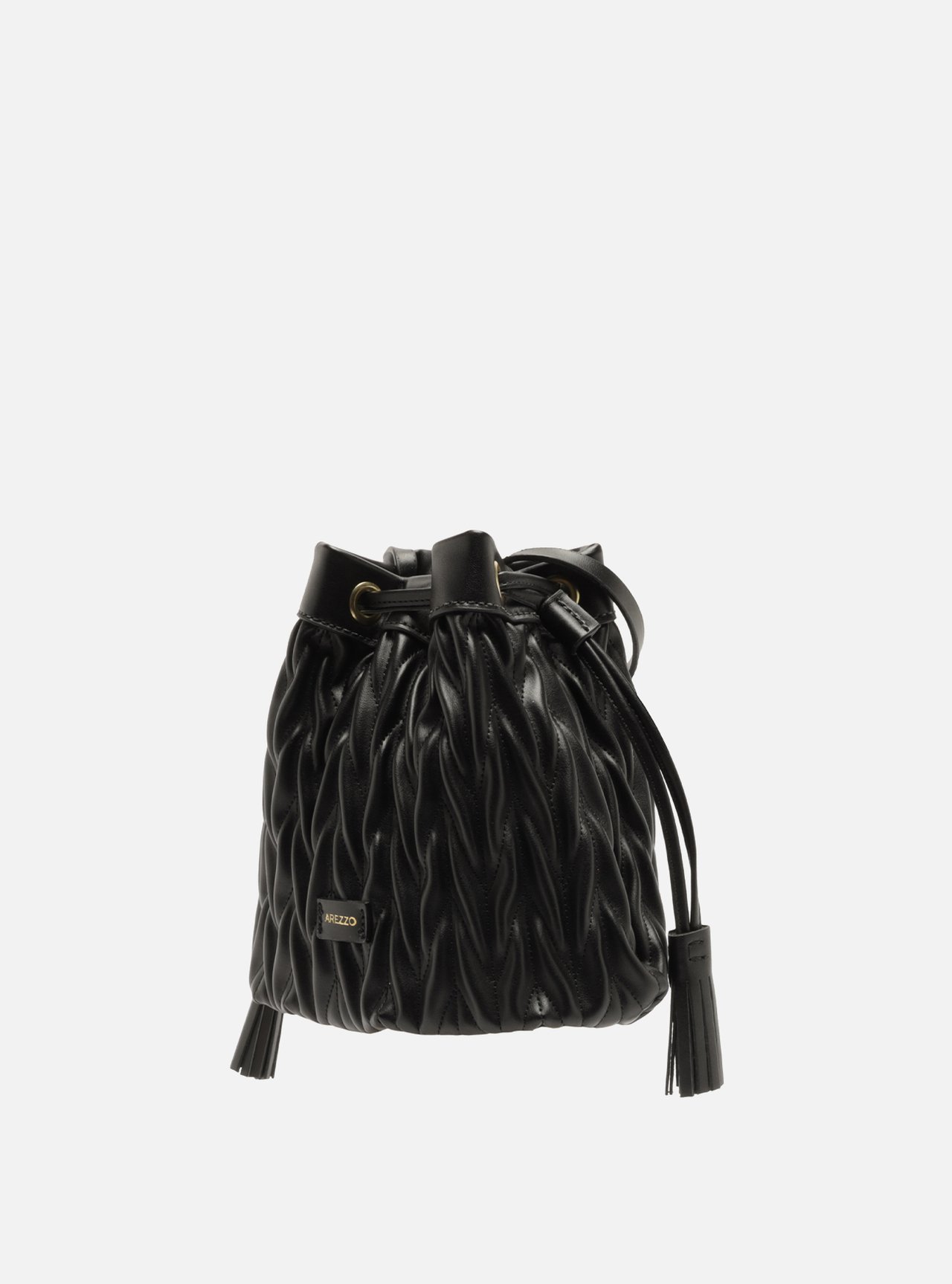 Bolsa Bucket Preta Pequena Tressê — foto 2
