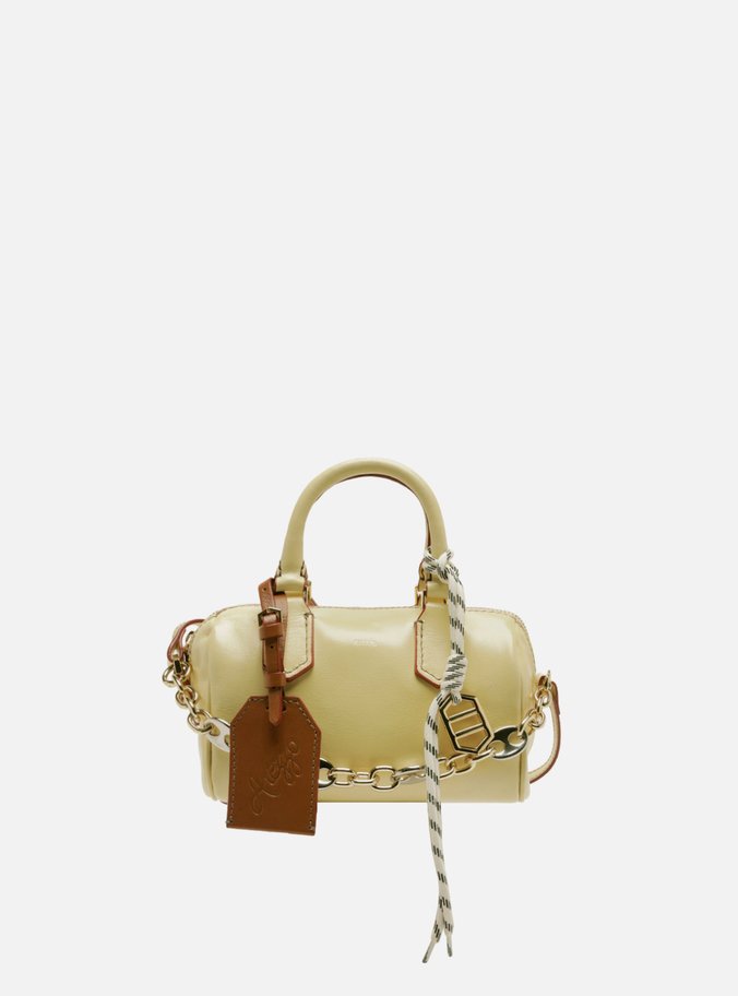 Bolsa Bowling Tiracolo Amarela Couro Pequena Corrente