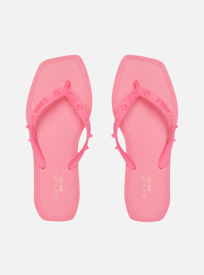 Chinelo de Dedo Rosa Bico Quadrado Brizza Rock