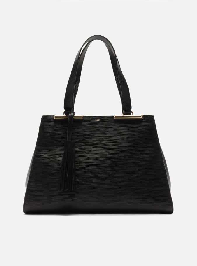 Bolsa Shopping Preta Couro Jeni Grande