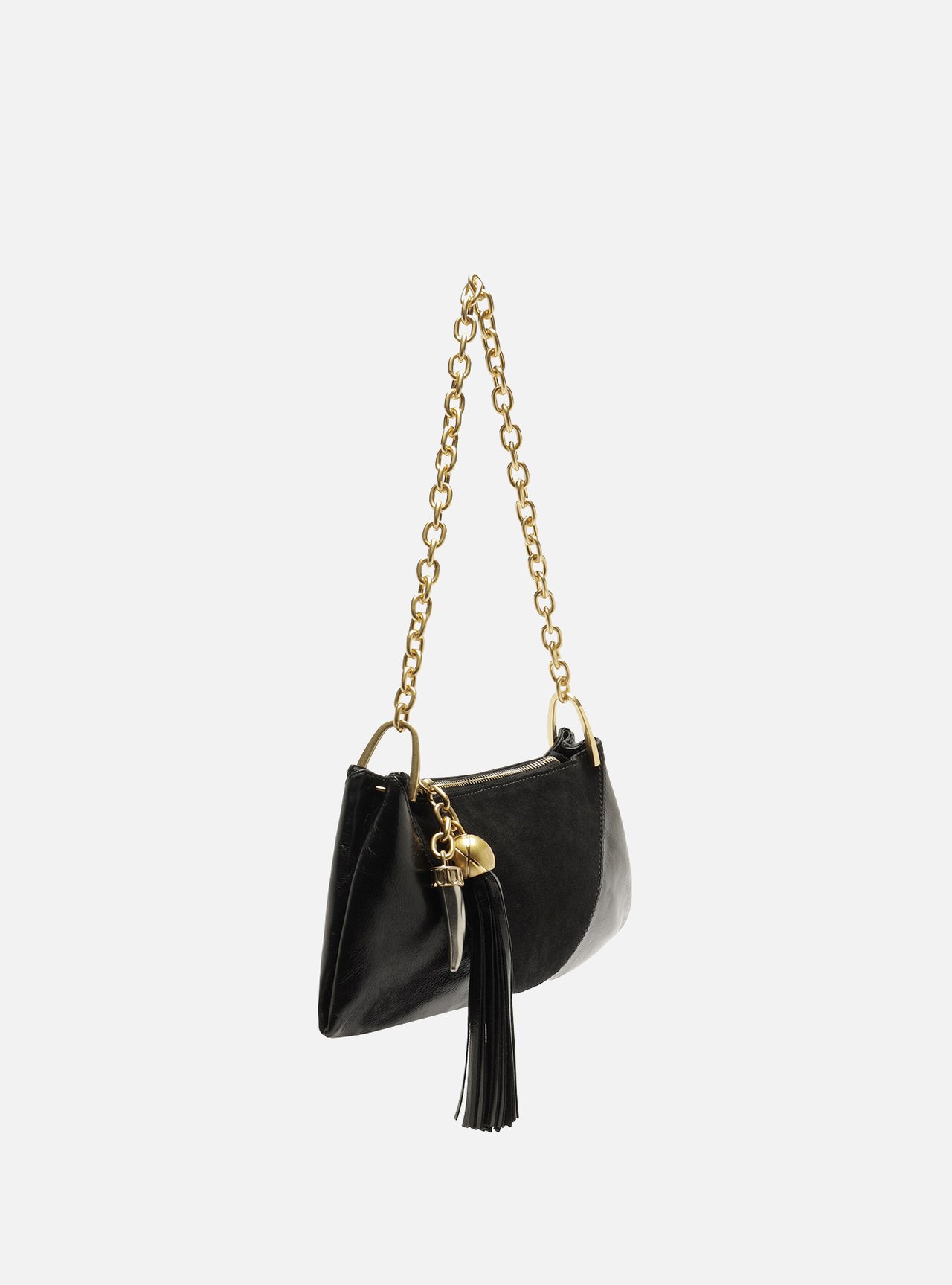 Bolsa Shoulder Preta Couro Média Corrente — foto 5