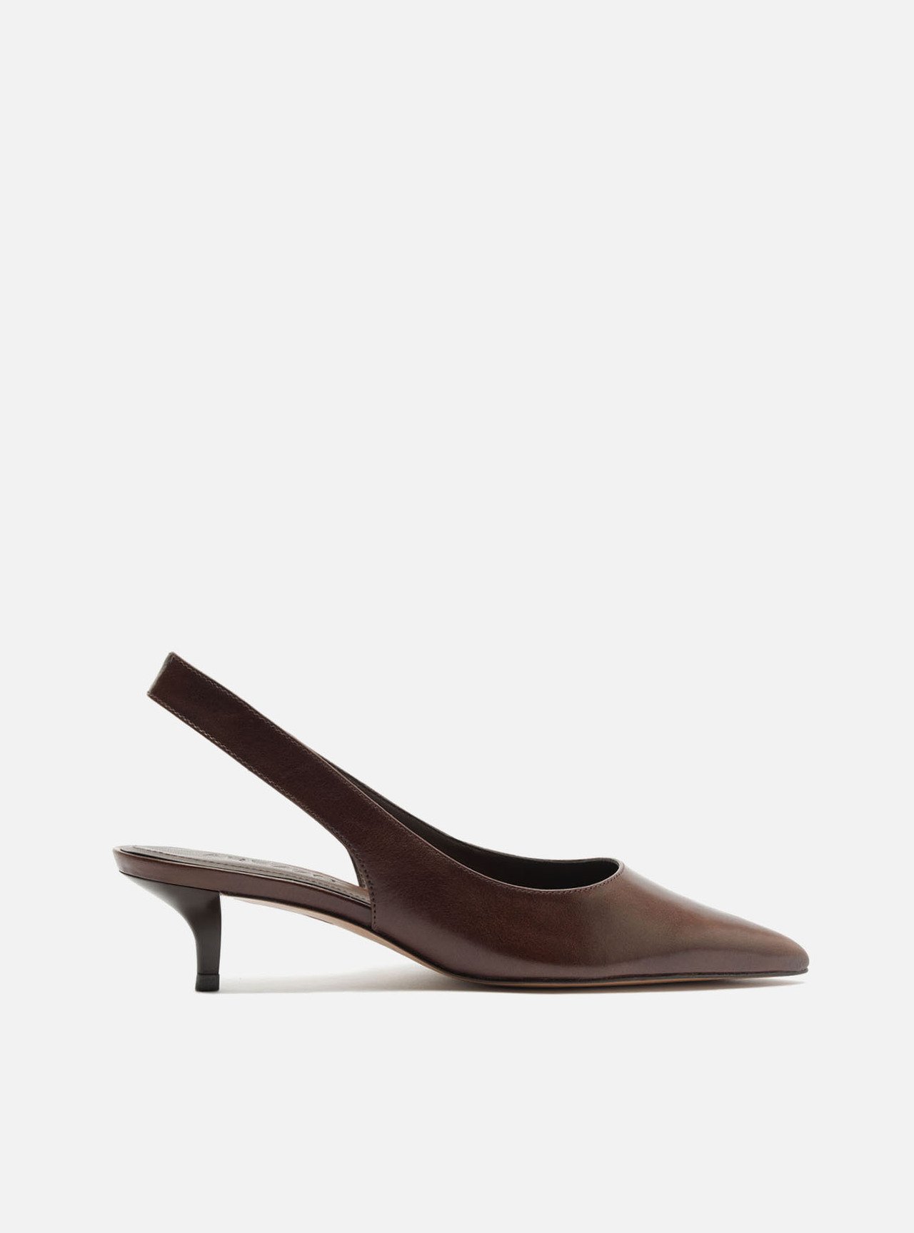 Scarpin Marrom Couro Salto Fino Slingback — foto 1