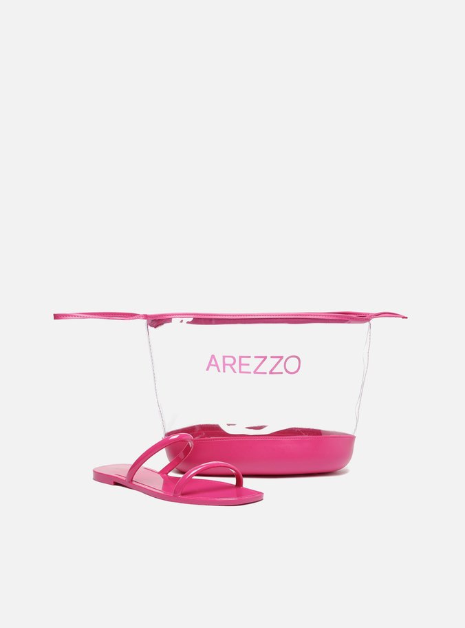 Kit Rasteira Rosa e Bag Transparente Brizza